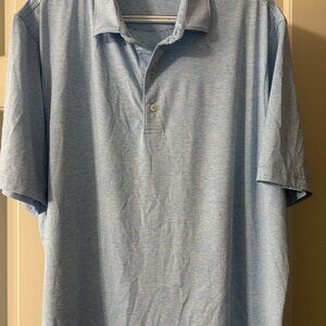 JOHNNIE-O MAN'S SIZE XL POLO SHIRT BLUE & WHITE STRIPED POLY/SPANDEX GOLFING SHI